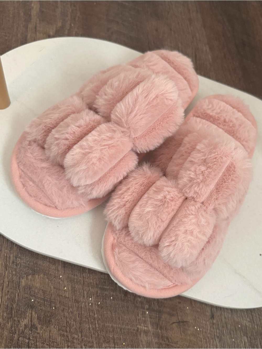 Plush Pink Women's Faux-Fur Slide Slippers